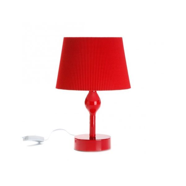 LAMPARA MESA 30CM BASE METAL ROJA 
